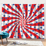 Swirl American Patriotic Star Print Pencil Pleat Curtains