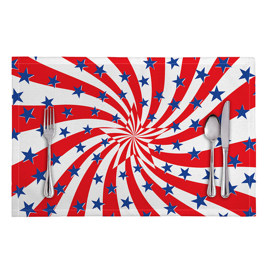 Swirl American Patriotic Star Print Placemat