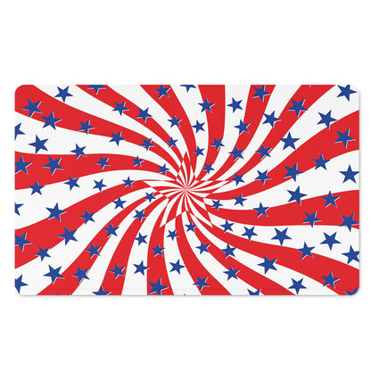 Swirl American Patriotic Star Print Polyester Doormat