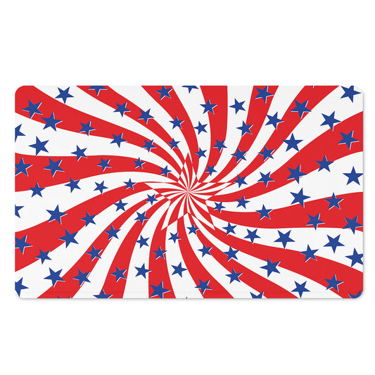 Swirl American Patriotic Star Print Polyester Doormat