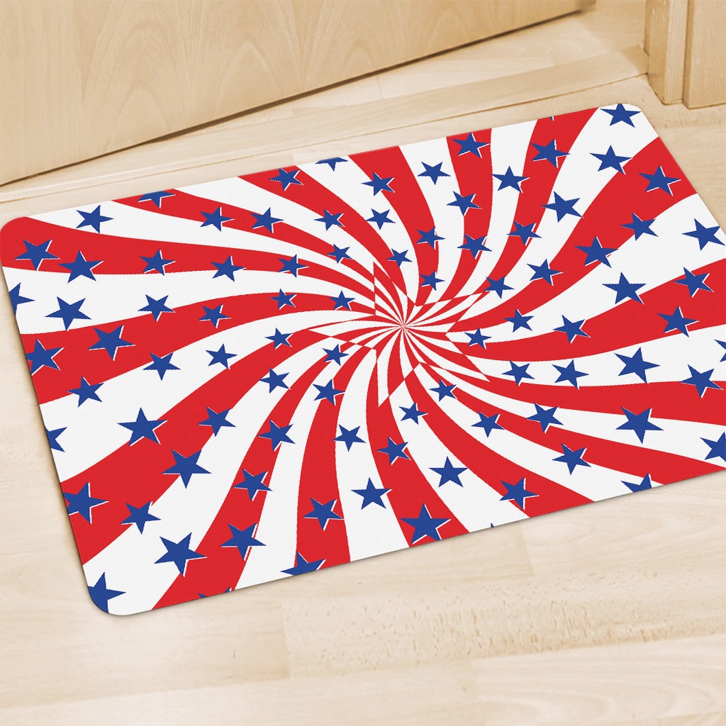 Swirl American Patriotic Star Print Polyester Doormat