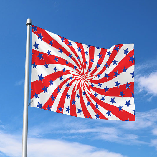 Swirl American Patriotic Star Print Polyester Flag