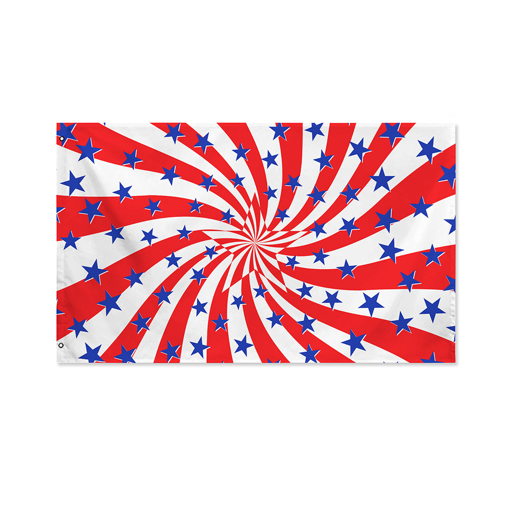 Swirl American Patriotic Star Print Polyester Flag