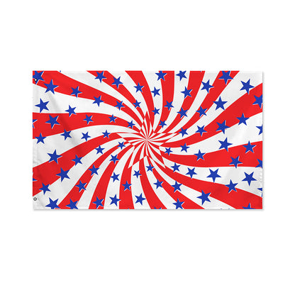 Swirl American Patriotic Star Print Polyester Flag