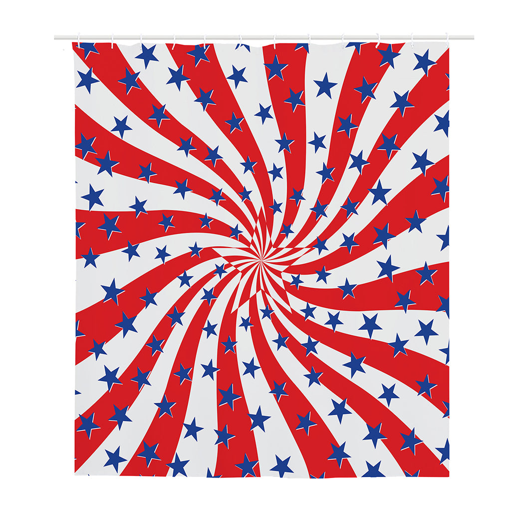 Swirl American Patriotic Star Print Polyester Shower Curtain