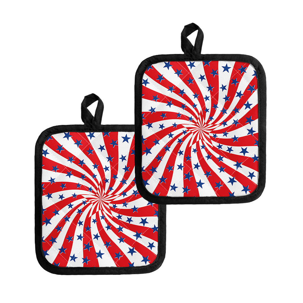 Swirl American Patriotic Star Print Pot Holders