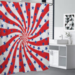 Swirl American Patriotic Star Print Premium Shower Curtain