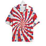 Swirl American Patriotic Star Print Rayon Hawaiian Shirt