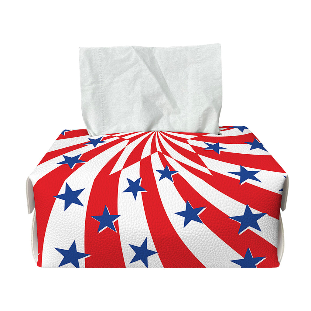 Swirl American Patriotic Star Print Rectangle Tissue Box Cover