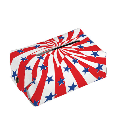 Swirl American Patriotic Star Print Rectangle Tissue Box Cover