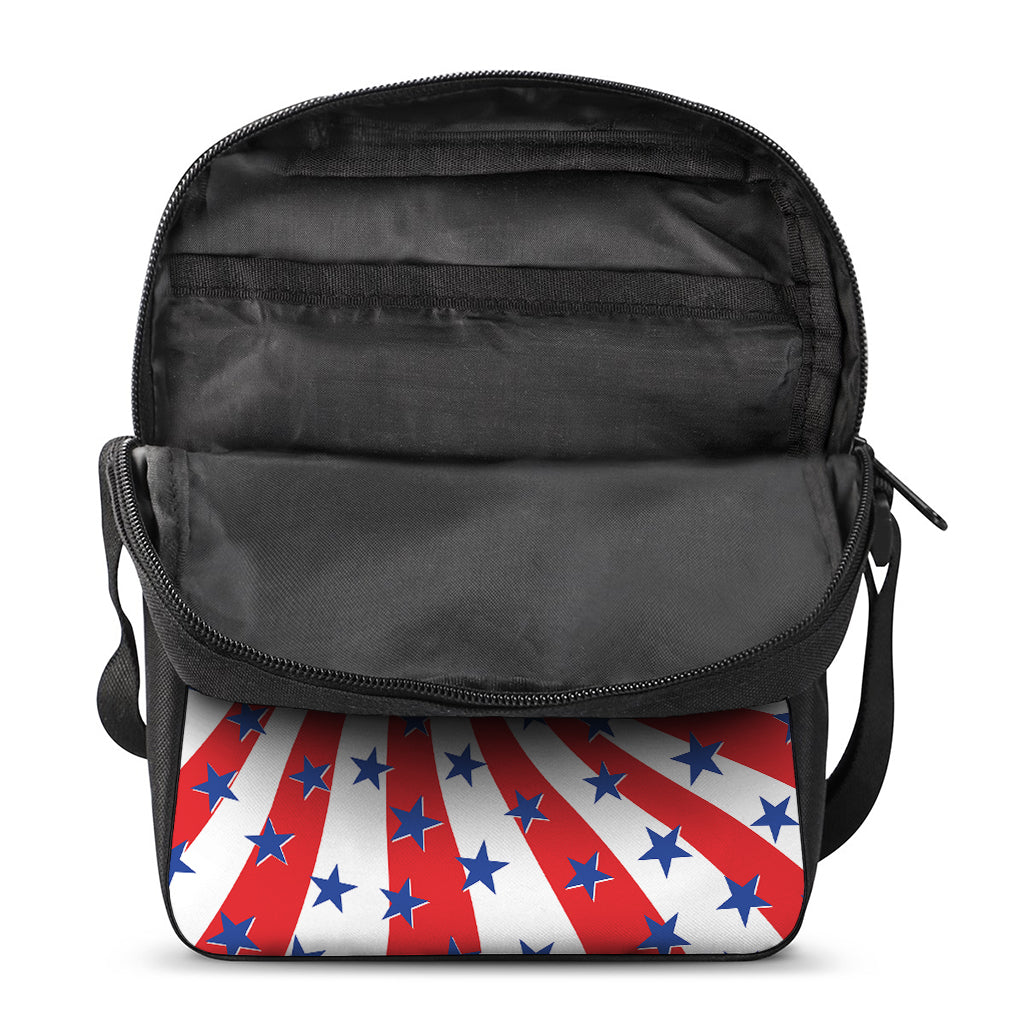 Swirl American Patriotic Star Print Rectangular Crossbody Bag