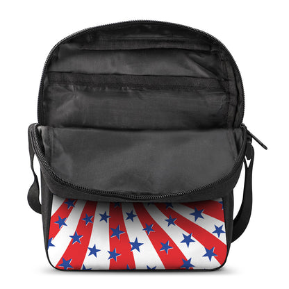 Swirl American Patriotic Star Print Rectangular Crossbody Bag