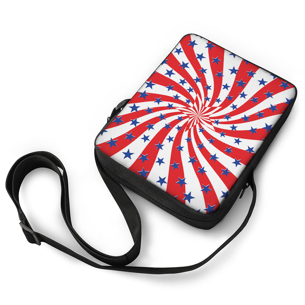 Swirl American Patriotic Star Print Rectangular Crossbody Bag