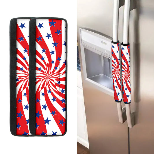 Swirl American Patriotic Star Print Refrigerator Handle Covers