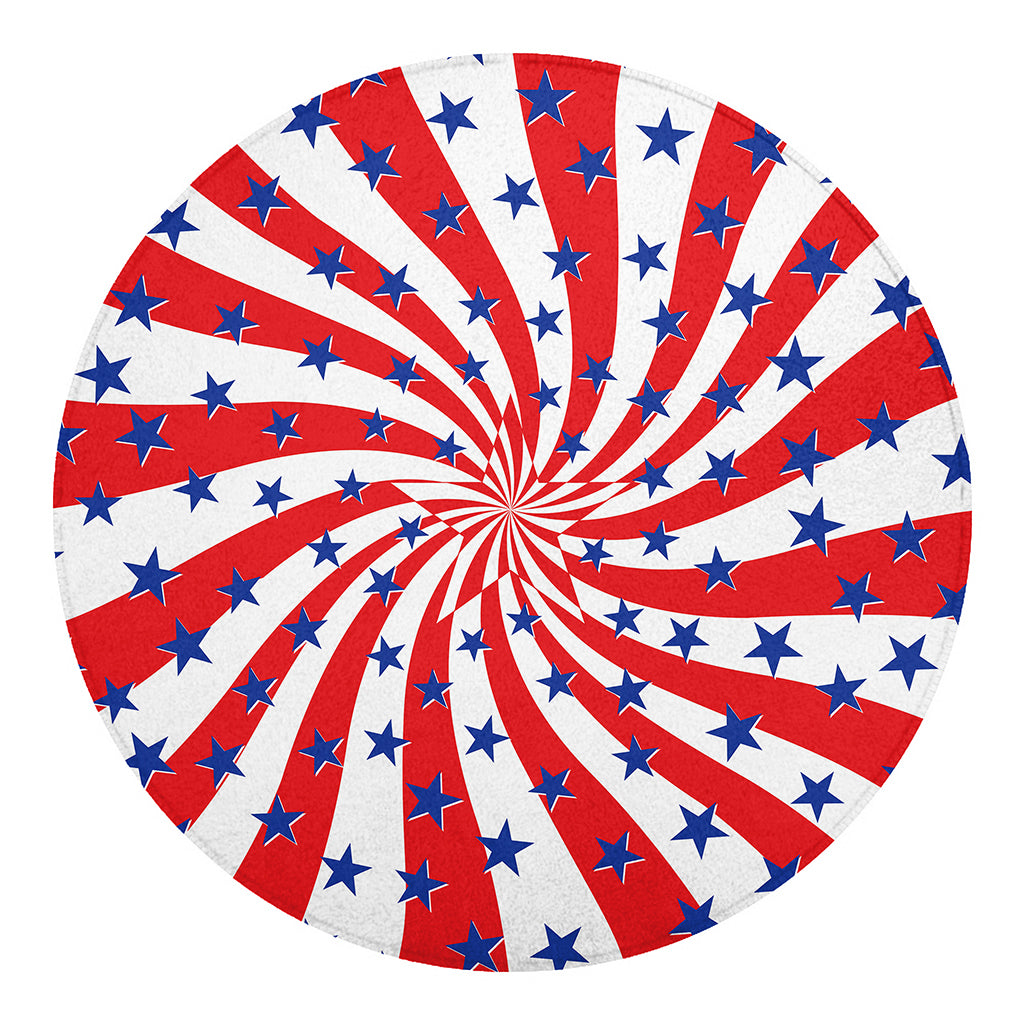 Swirl American Patriotic Star Print Round Blanket