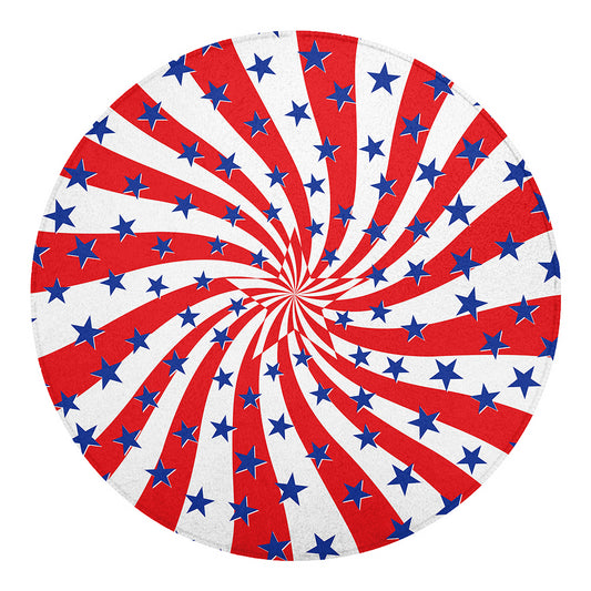 Swirl American Patriotic Star Print Round Blanket