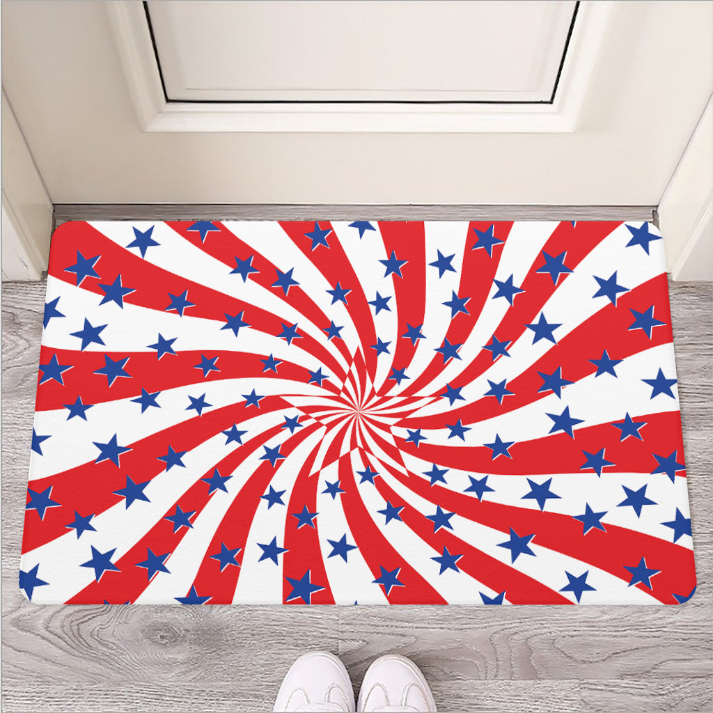 Swirl American Patriotic Star Print Rubber Doormat