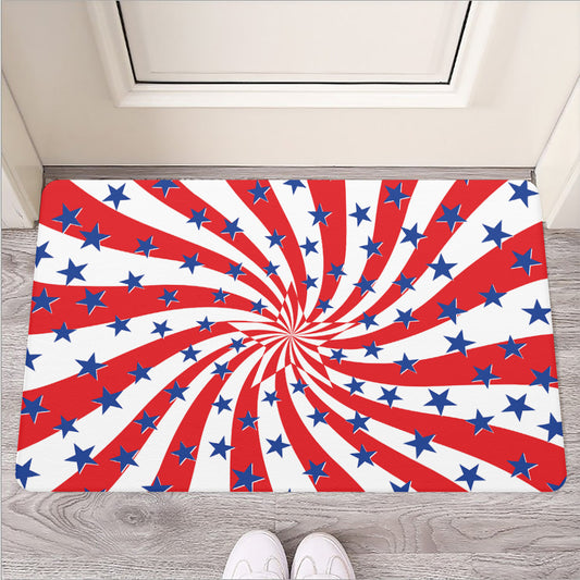 Swirl American Patriotic Star Print Rubber Doormat