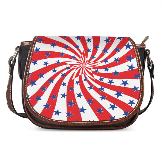 Swirl American Patriotic Star Print Saddle Bag