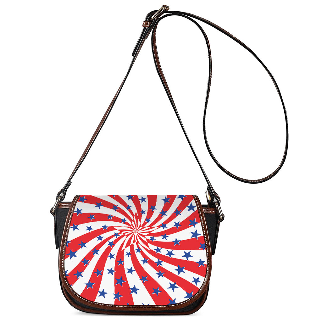 Swirl American Patriotic Star Print Saddle Bag