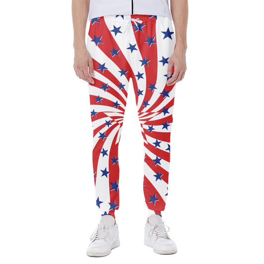 Swirl American Patriotic Star Print Scuba Joggers