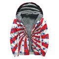 Swirl American Patriotic Star Print Sherpa Lined Zip Up Hoodie