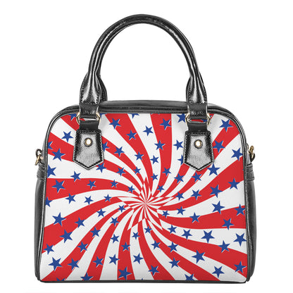 Swirl American Patriotic Star Print Shoulder Handbag
