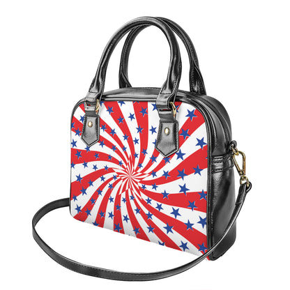 Swirl American Patriotic Star Print Shoulder Handbag