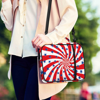 Swirl American Patriotic Star Print Shoulder Strap Bible Bag