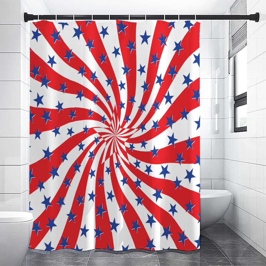 Swirl American Patriotic Star Print Shower Curtain