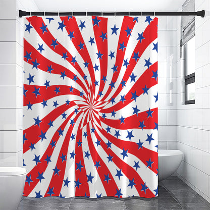 Swirl American Patriotic Star Print Shower Curtain