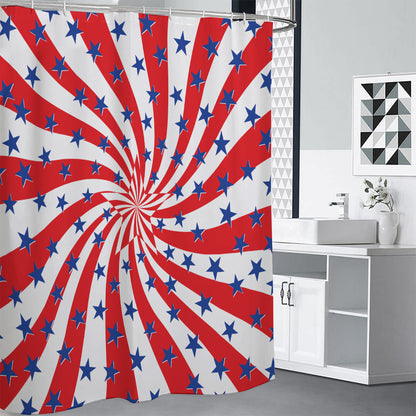 Swirl American Patriotic Star Print Shower Curtain