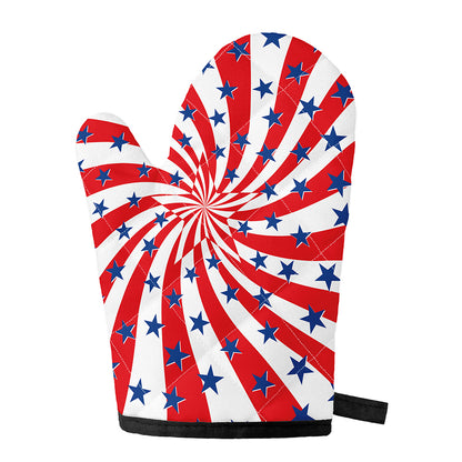 Swirl American Patriotic Star Print Single Oven Mitt