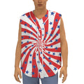 Swirl American Patriotic Star Print Sleeveless Baseball Jersey