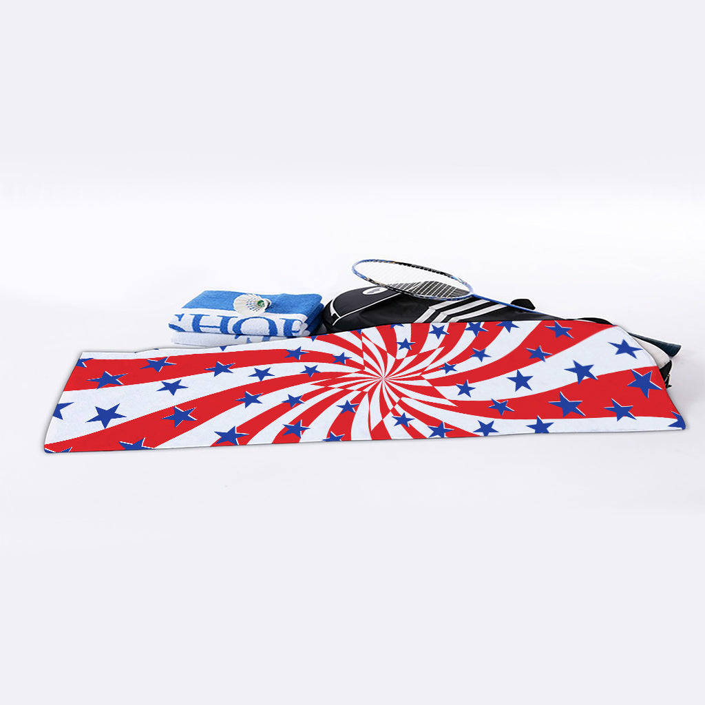 Swirl American Patriotic Star Print Sports Towel