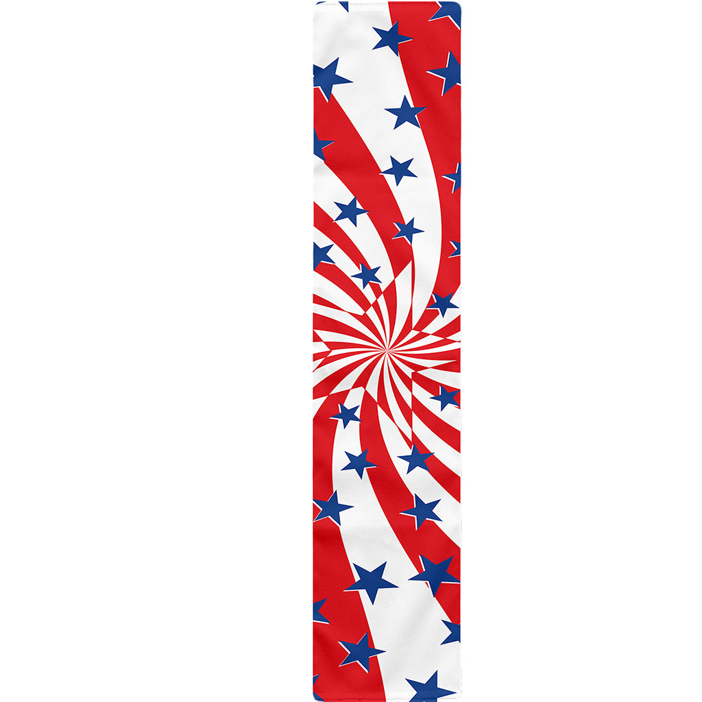 Swirl American Patriotic Star Print Table Runner