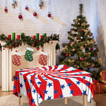 Swirl American Patriotic Star Print Tablecloth