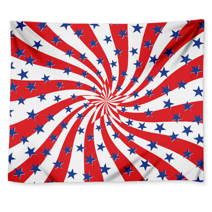 Swirl American Patriotic Star Print Tapestry