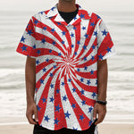 Swirl American Patriotic Star Print Textured Short Sleeve Shirt