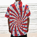 Swirl American Patriotic Star Print Textured Short Sleeve Shirt