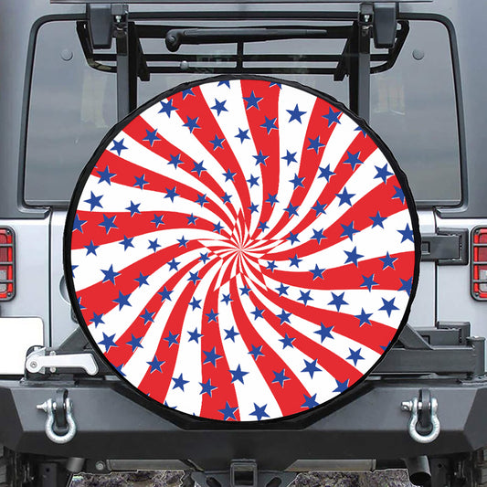 Swirl American Patriotic Star Print Tire Cover