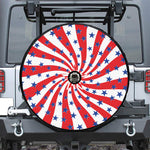 Swirl American Patriotic Star Print Tire Cover With Camera Hole