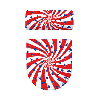 Swirl American Patriotic Star Print Toilet Lid And Tank Cover Set
