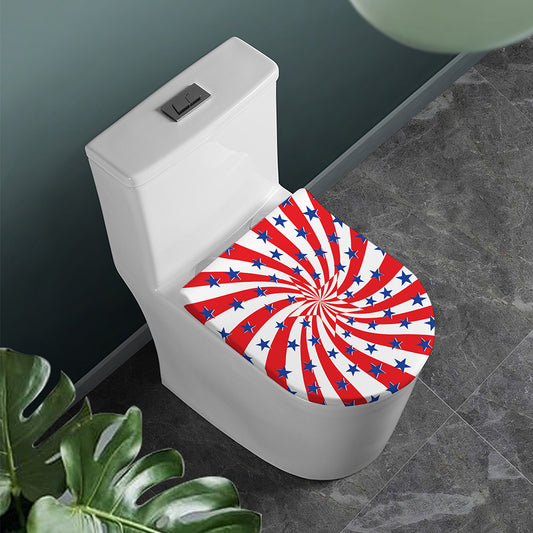 Swirl American Patriotic Star Print Toilet Lid Cover