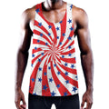 Swirl American Patriotic Star Print Men's Workout Tank Top