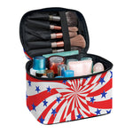 Swirl American Patriotic Star Print Travel Makeup Bag