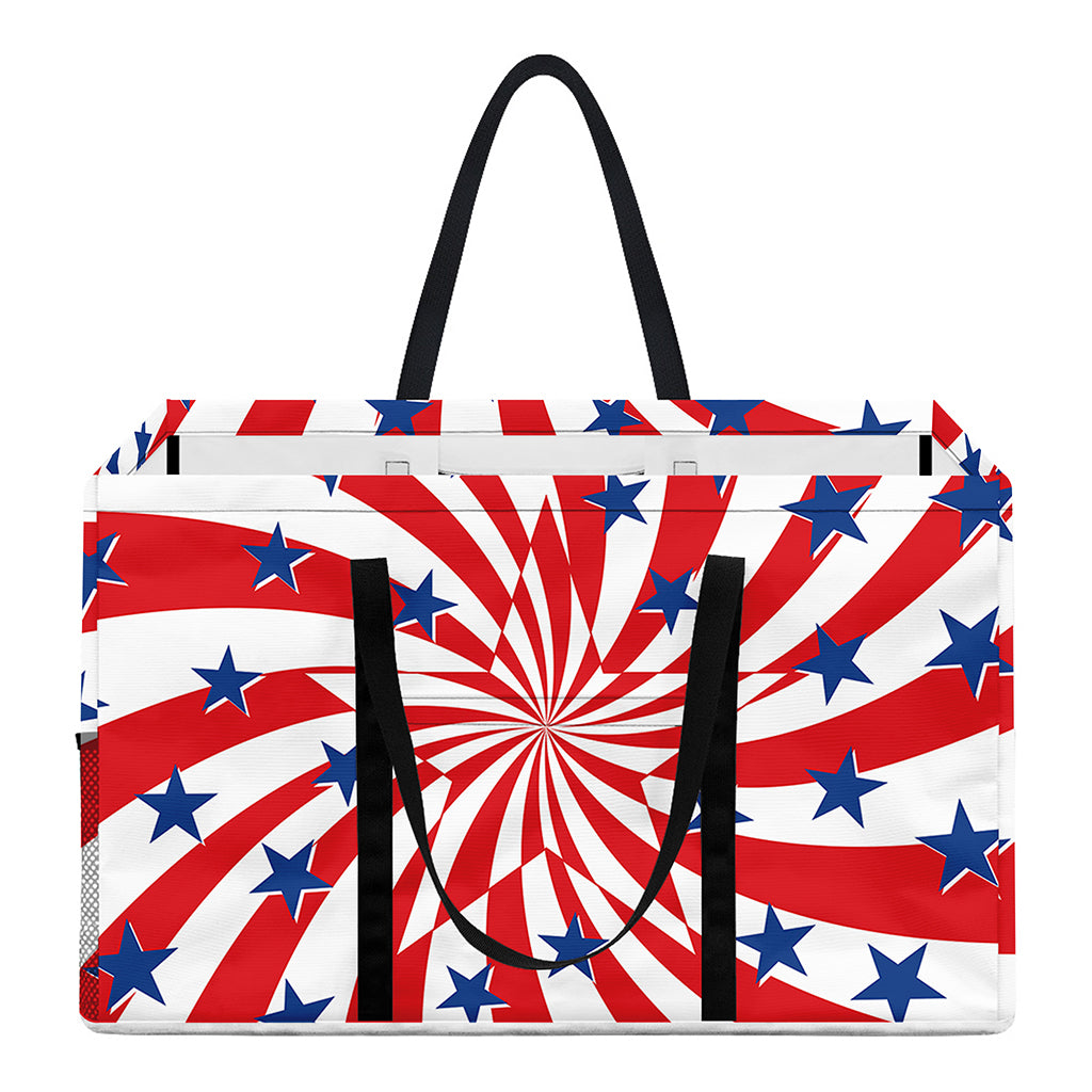 Swirl American Patriotic Star Print Utility Tote Bag