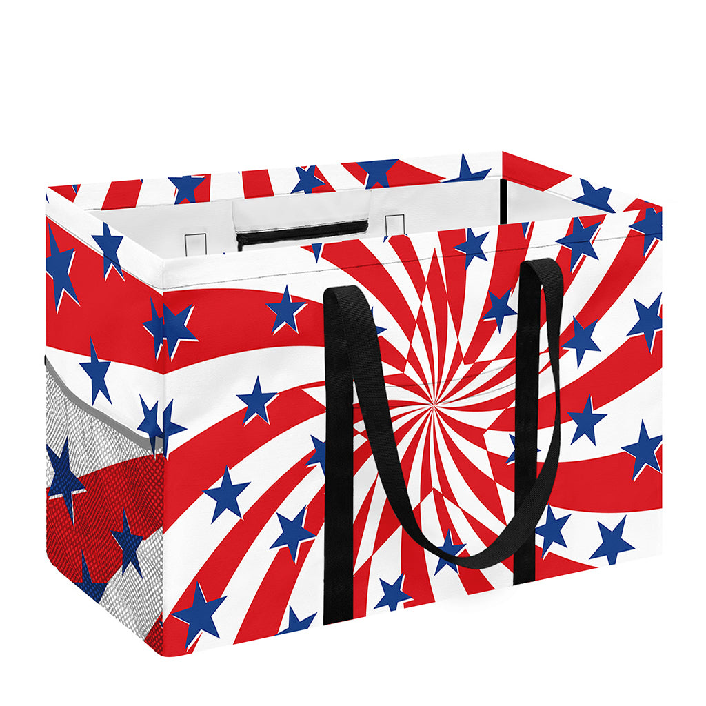 Swirl American Patriotic Star Print Utility Tote Bag