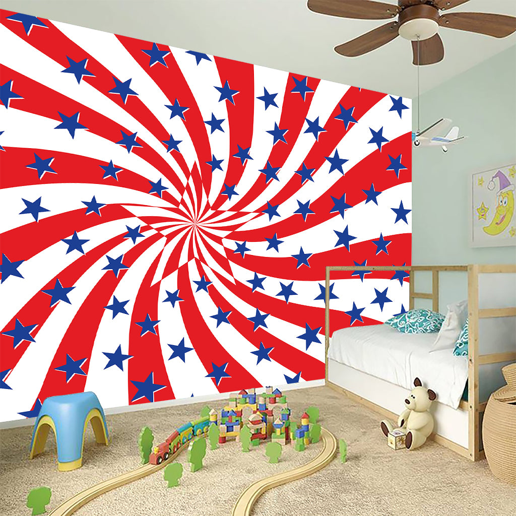 Swirl American Patriotic Star Print Wall Sticker