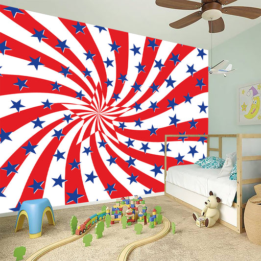 Swirl American Patriotic Star Print Wall Sticker